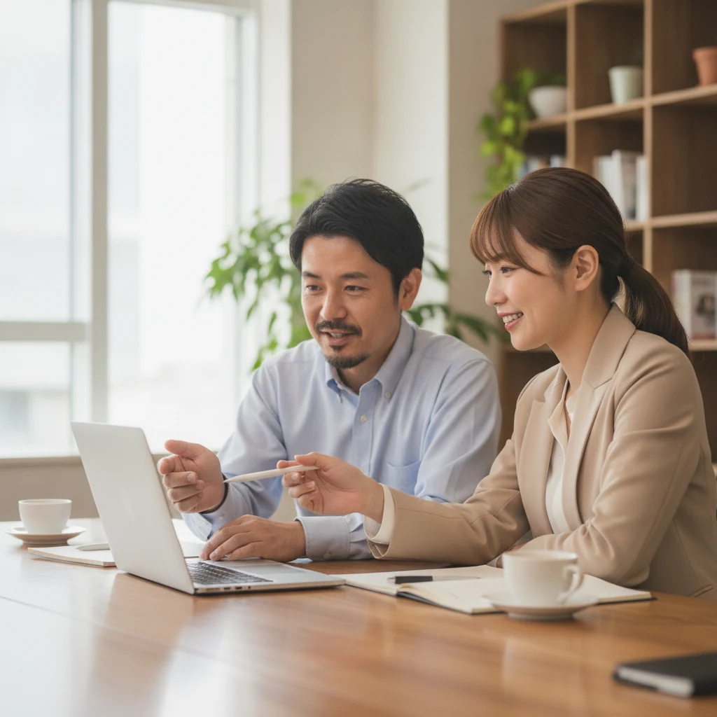 運営者と講師がプランを相談している様子